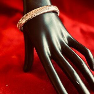 Rare Roberto Coin 18K White Gold Diamond Basket Weave Flex Bracelet-10mm